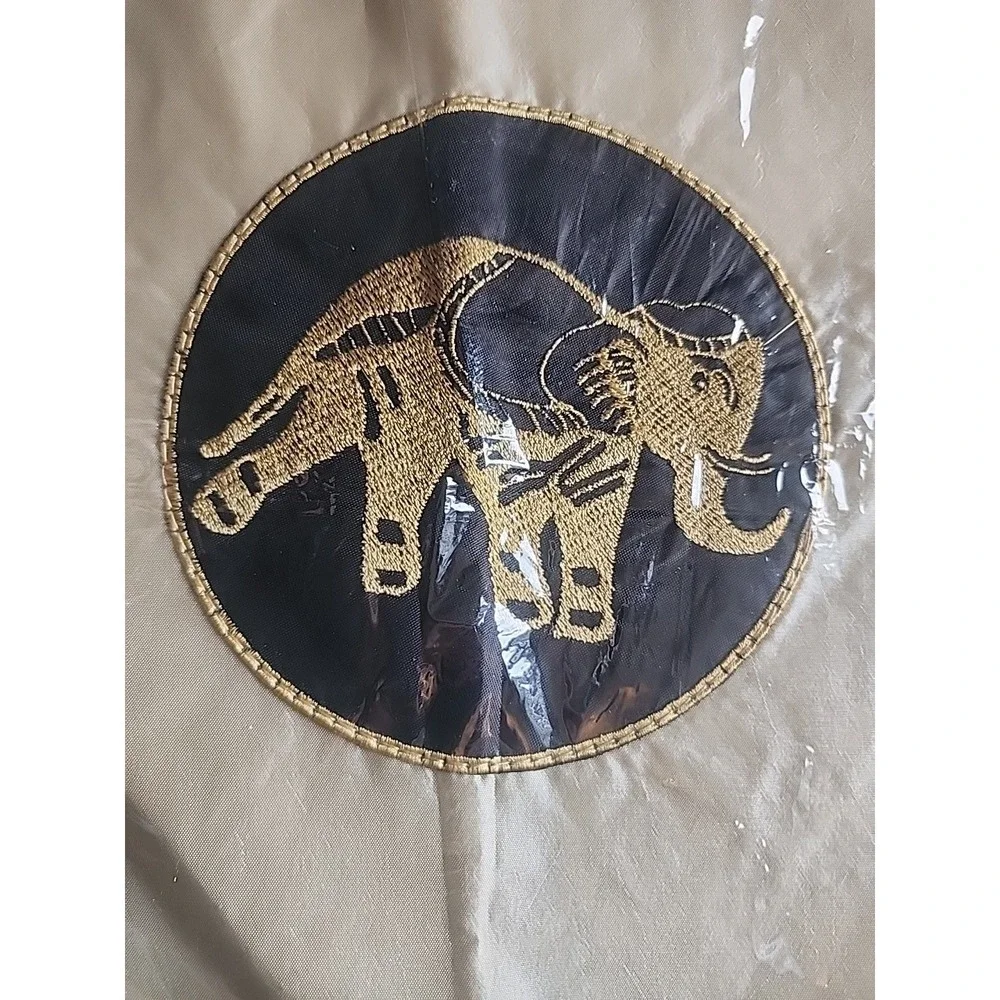 Thai Elephant Applique Pillow Cushion Covers Gold Tan Chinese Silk New 16×17